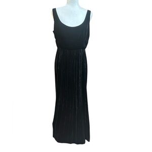 Tahari Velvet Silk Blend Sleeveless Crinkle Pleated Maxi Formal Dress Size 12